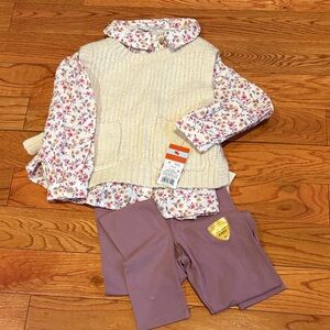 Cat & Jack Floral Button Down Shirt with Cream Vest